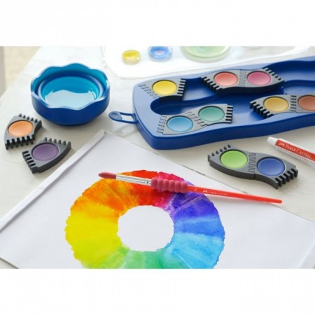 12 Colours Connector Paint Box with Brush, Blue